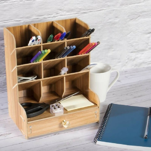 Compartments wood multi function organiser